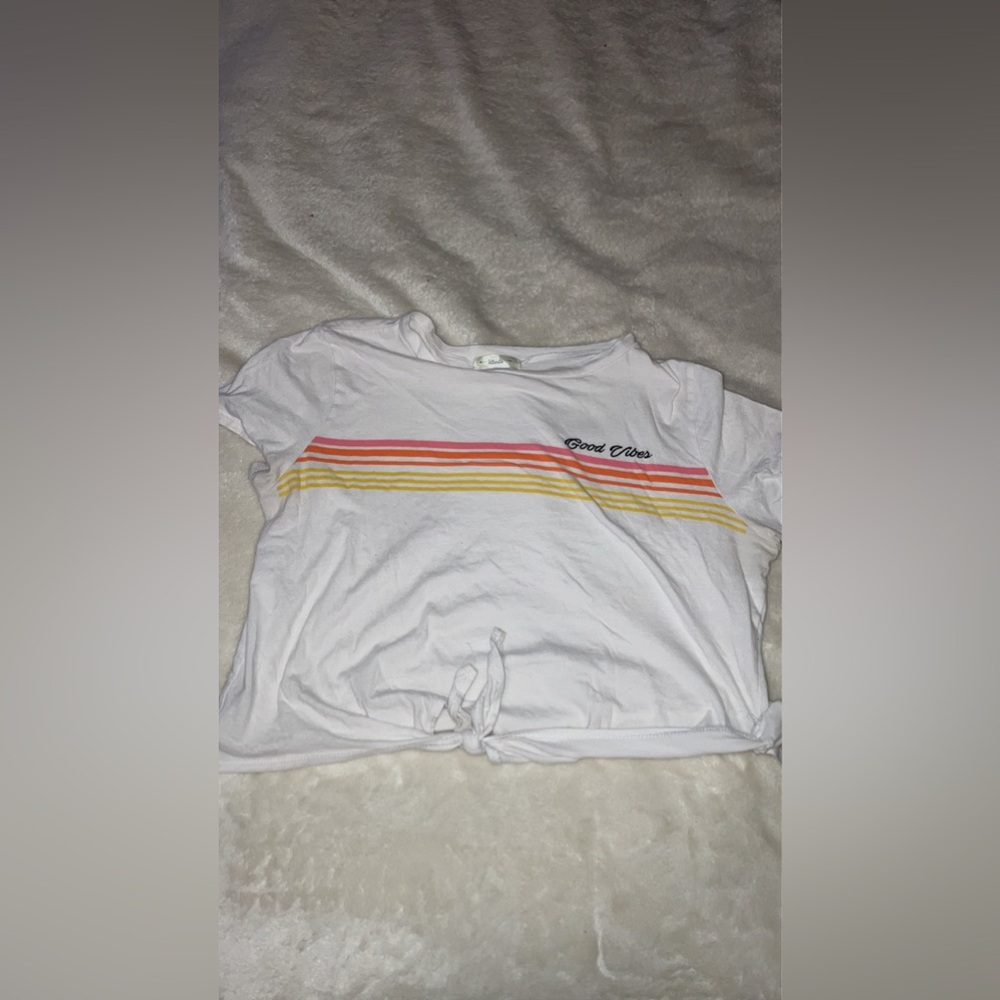 White “Good Vibes” Crop top